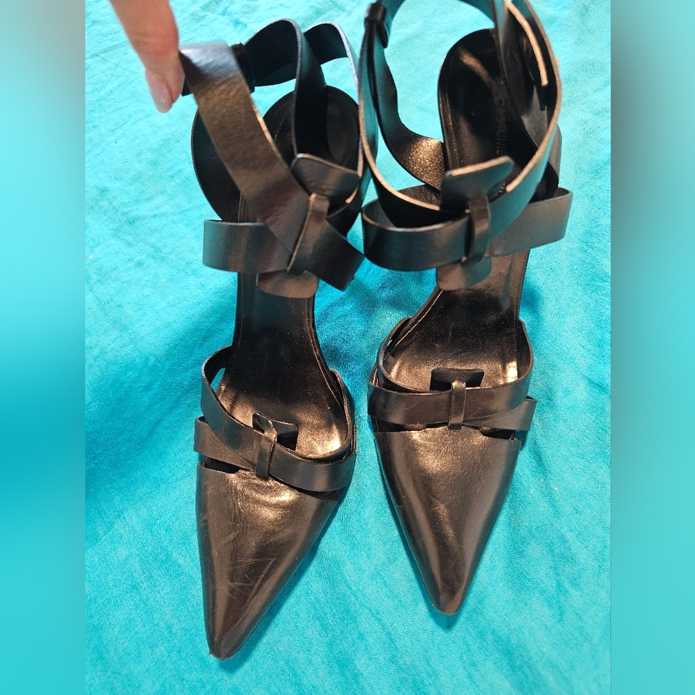 Costume National Black Strappy Heels, Size 7.5-8